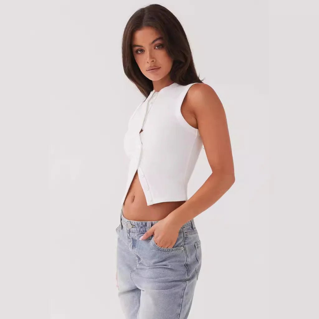 Rhea Sleeveless Waistcoat Top - Musttbuy