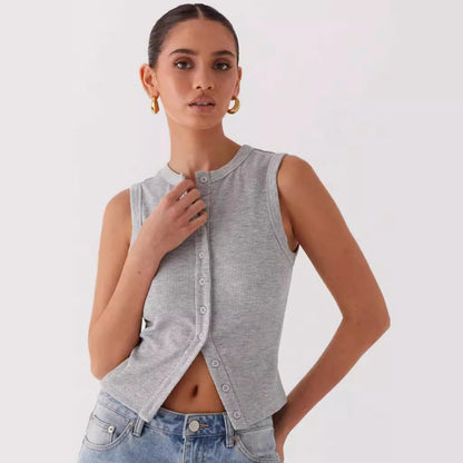Rhea Sleeveless Waistcoat Top - Musttbuy