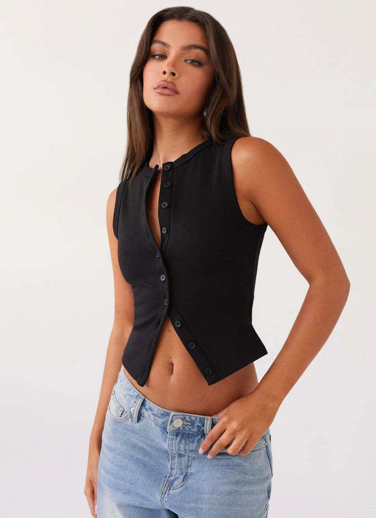 Rhea Sleeveless Waistcoat Top - Musttbuy