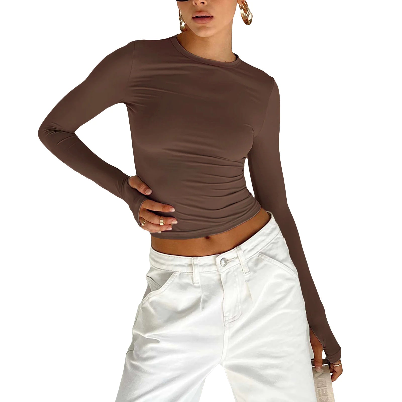 Round Neck Long Sleeve Top - Musttbuy