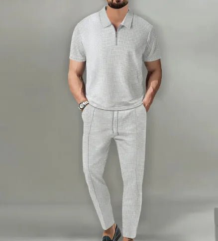 Short Sleeve Zipper Trousers Suit - Musttbuy