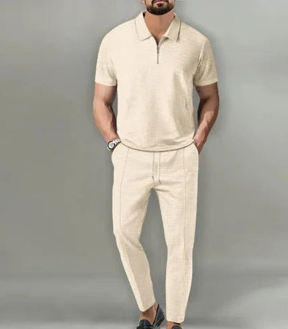 Short Sleeve Zipper Trousers Suit - Musttbuy