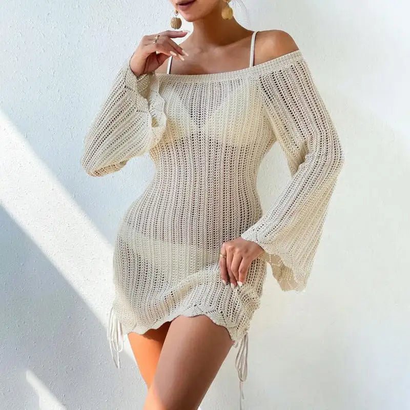Solid Color Knitted Beach Dress - Musttbuy