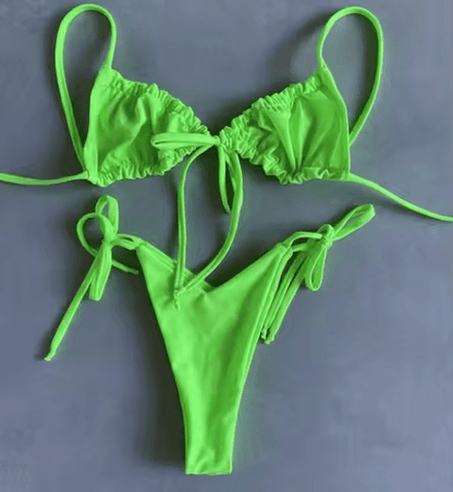 Split Solid Beach Bikini Swimwear - Musttbuy