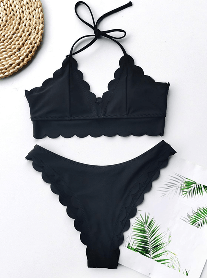 Split Solid Beach Bikini Swimwear - Musttbuy