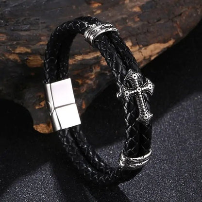 Stainless Steel Leather Bangle Bracelet - Musttbuy