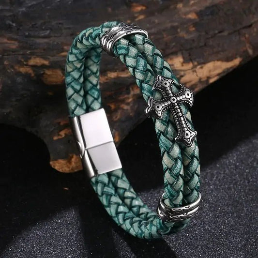 Stainless Steel Leather Bangle Bracelet - Musttbuy