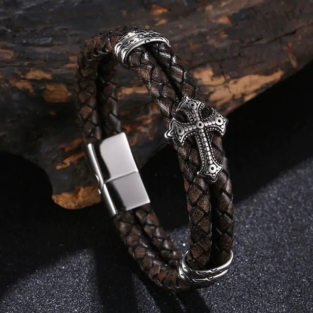 Stainless Steel Leather Bangle Bracelet - Musttbuy