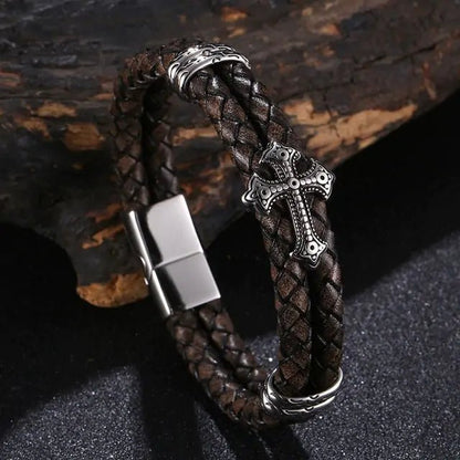 Stainless Steel Leather Bangle Bracelet - Musttbuy