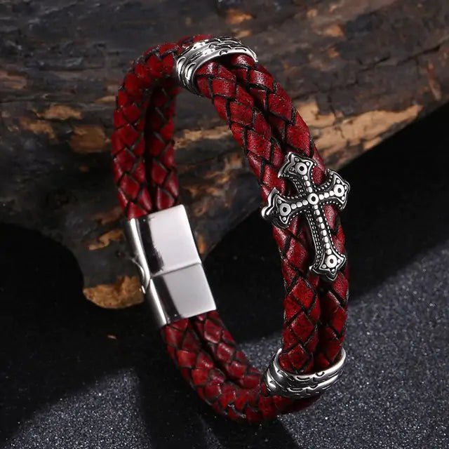 Stainless Steel Leather Bangle Bracelet - Musttbuy