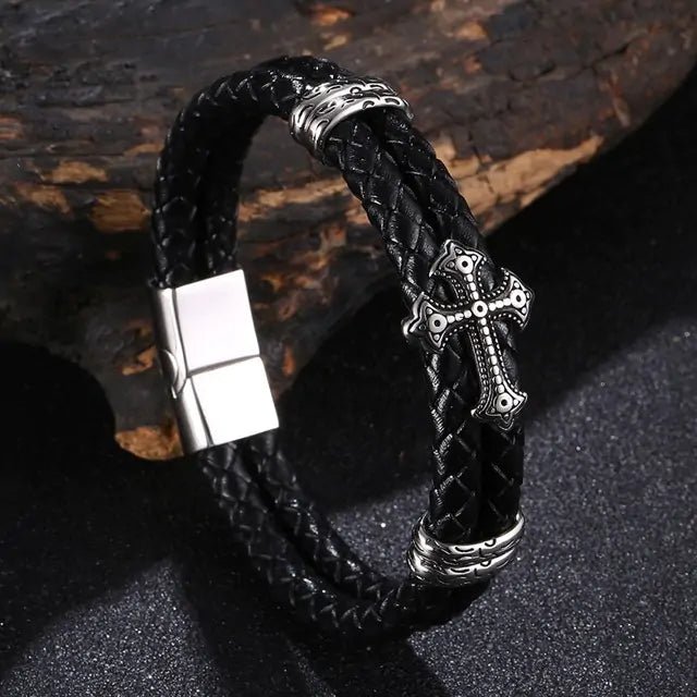 Stainless Steel Leather Bangle Bracelet - Musttbuy