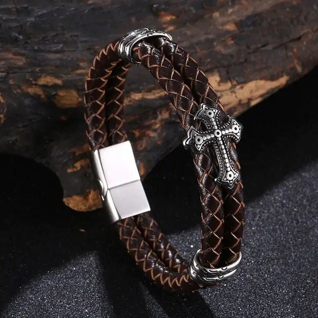 Stainless Steel Leather Bangle Bracelet - Musttbuy