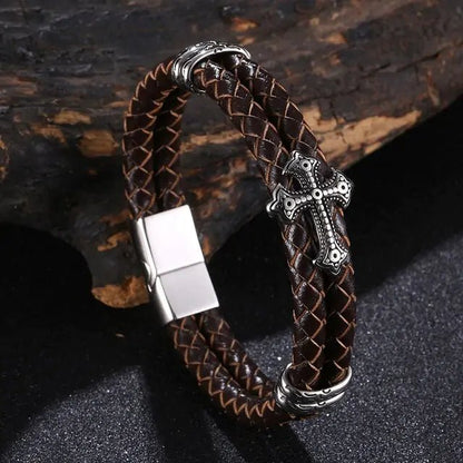 Stainless Steel Leather Bangle Bracelet - Musttbuy