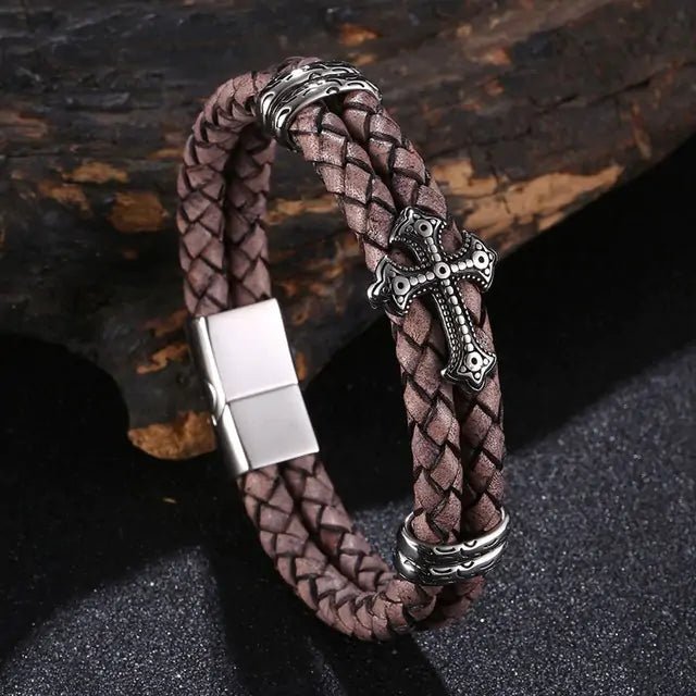 Stainless Steel Leather Bangle Bracelet - Musttbuy