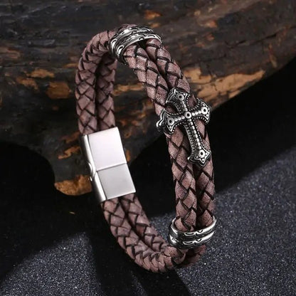 Stainless Steel Leather Bangle Bracelet - Musttbuy