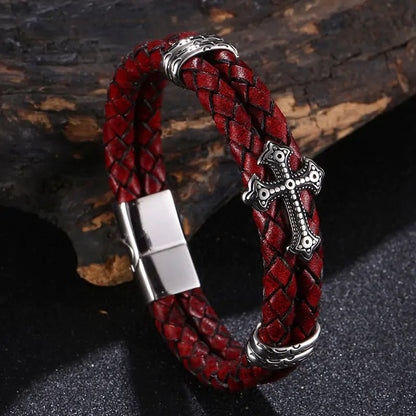 Stainless Steel Leather Bangle Bracelet - Musttbuy