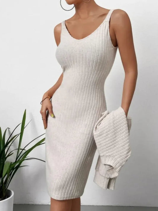 Sunken Stripe Long - Sleeve Top with Suspender Skirt - Musttbuy
