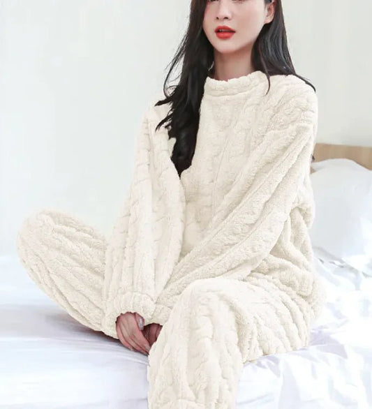Winter Pajamas Set Loose Thickened Pullover Long Sleeves And Trousers Warm Pajamas - Musttbuy