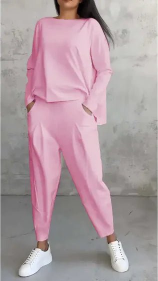 Women’s Autumn Sports Set Long Sleeve Top & Wide - Leg Pants - Musttbuy