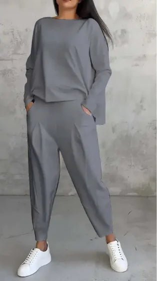 Women’s Autumn Sports Set Long Sleeve Top & Wide - Leg Pants - Musttbuy