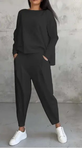 Women’s Autumn Sports Set Long Sleeve Top & Wide - Leg Pants - Musttbuy