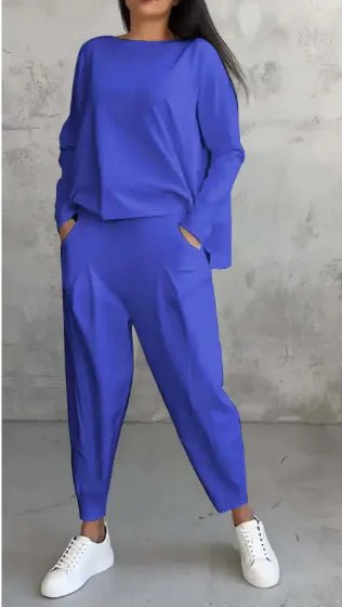 Women’s Autumn Sports Set Long Sleeve Top & Wide - Leg Pants - Musttbuy