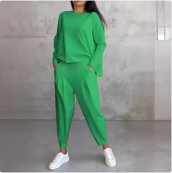 Women’s Autumn Sports Set Long Sleeve Top & Wide - Leg Pants - Musttbuy