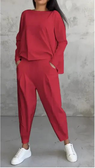 Women’s Autumn Sports Set Long Sleeve Top & Wide - Leg Pants - Musttbuy