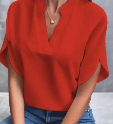 Women's Chiffon V - neck Shirt - Musttbuy