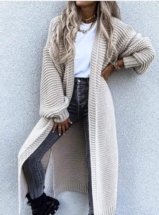 Women's Fashion Mid - length Puff Sleeve Cardigan - Musttbuy