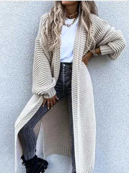 Women's Fashion Mid - length Puff Sleeve Cardigan - Musttbuy