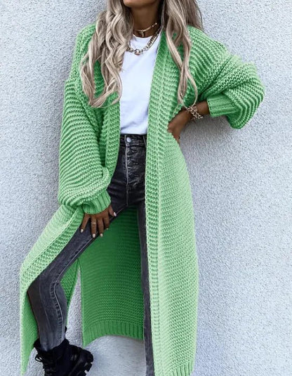 Women's Fashion Mid - length Puff Sleeve Cardigan - Musttbuy