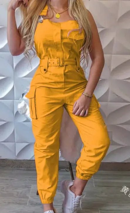 Women's Fashion Work Clothes Jumpsuit Belt Sleeveless - Musttbuy