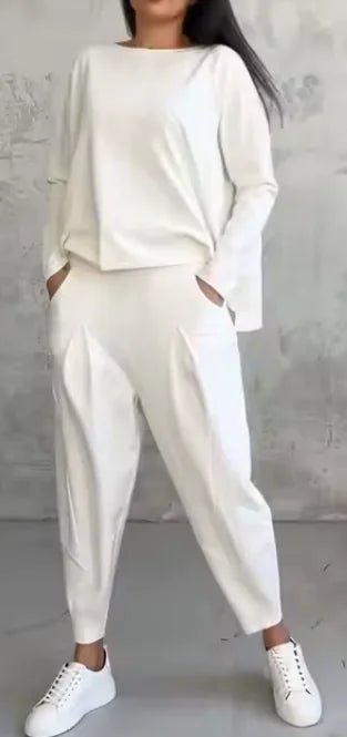Women's Irregular Design Long - sleeved Sweater Harem Pants Suit - Musttbuy