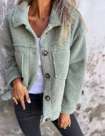 Women's Lapel Single Breasted Lamb Wool Coat - Musttbuy