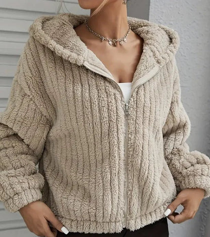 Women's Lapel Single Breasted Lamb Wool Coat - Musttbuy