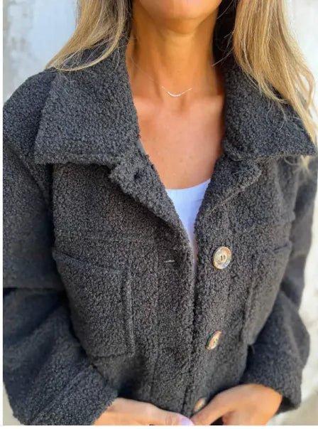 Women's Lapel Single Breasted Lamb Wool Coat - Musttbuy