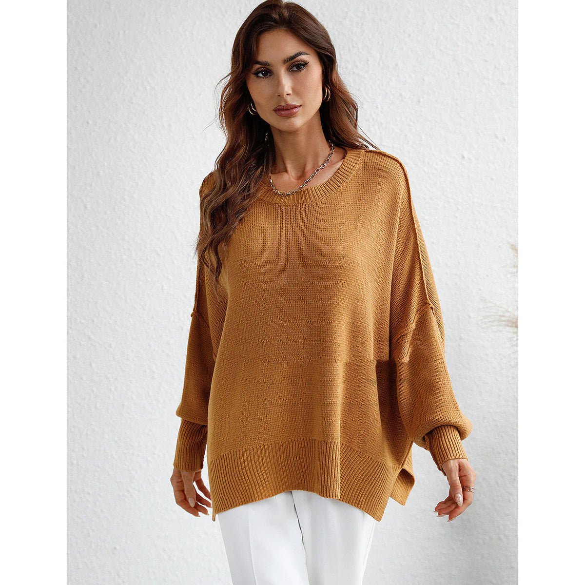 Women's Long Sleeve Crew Neck Sweater - Musttbuy