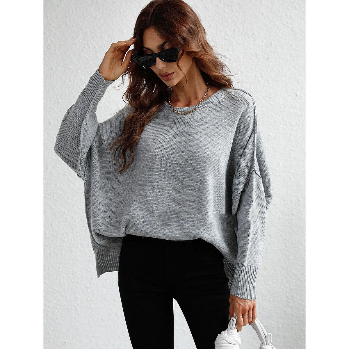 Women's Long Sleeve Crew Neck Sweater - Musttbuy