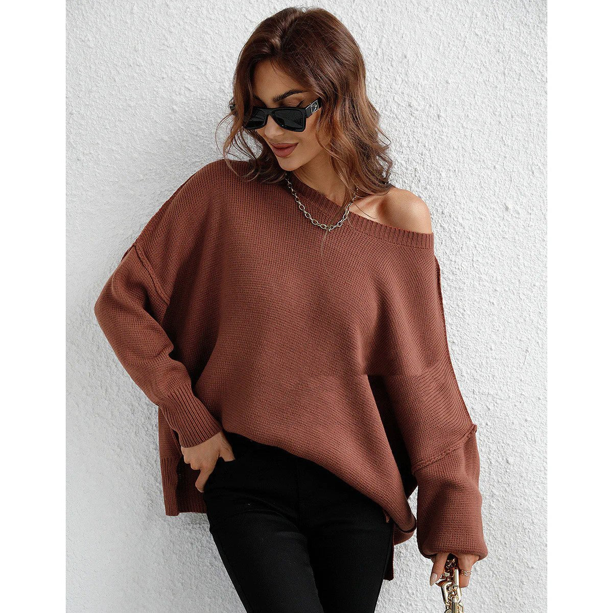 Women's Long Sleeve Crew Neck Sweater - Musttbuy