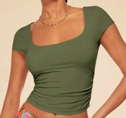 Women's Square Neck Casual T-shirt - Musttbuy