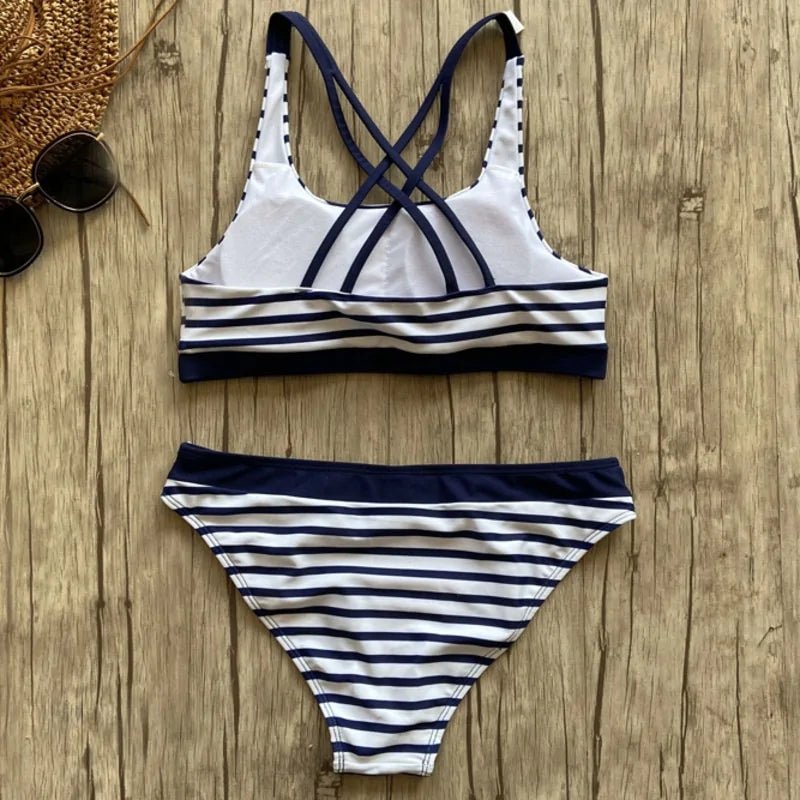 Women's Striped Beach Push Up Bikinis Set - Musttbuy