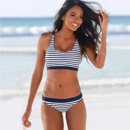 Women's Striped Beach Push Up Bikinis Set - Musttbuy