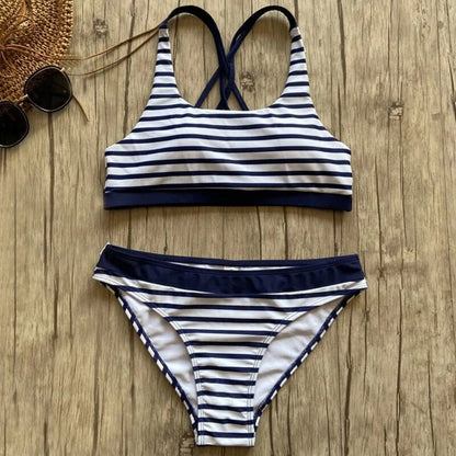 Women's Striped Beach Push Up Bikinis Set - Musttbuy