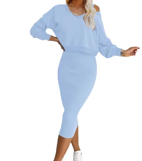 Women's V - neck Vest Sweater & Skirt Set - Musttbuy