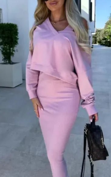 Women's V - neck Vest Sweater & Skirt Set - Musttbuy