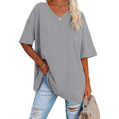 Women's Loose Short-sleeved V-neck T-shirt